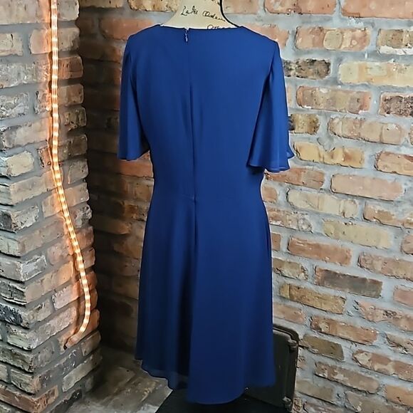 Lauren Ralph Lauren Blue flutter sleeve dress size 10 - Picture 8 of 13